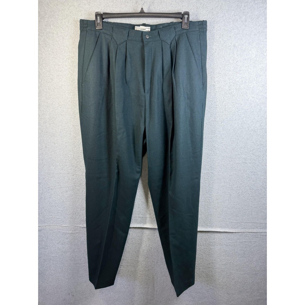 Vintage August Max Woman Dress Pants Womens 20 Green Wool Pleated Flannel